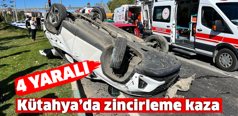 Kütahya’daki zincirleme trafik kazasında 5 otomobil birbirine girdi