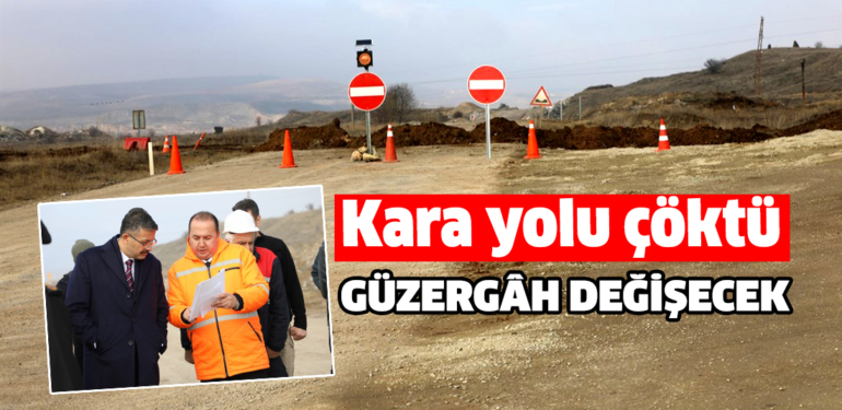 Yolda çökme olunca ağır taşıt trafiğine kapatıldı, vali inceleme yaptı