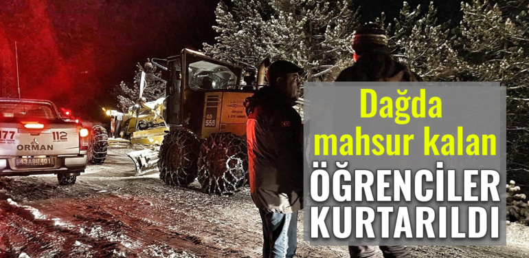 Kütahya dağda mahsur kalan 60 öğrenci kurtarıldı