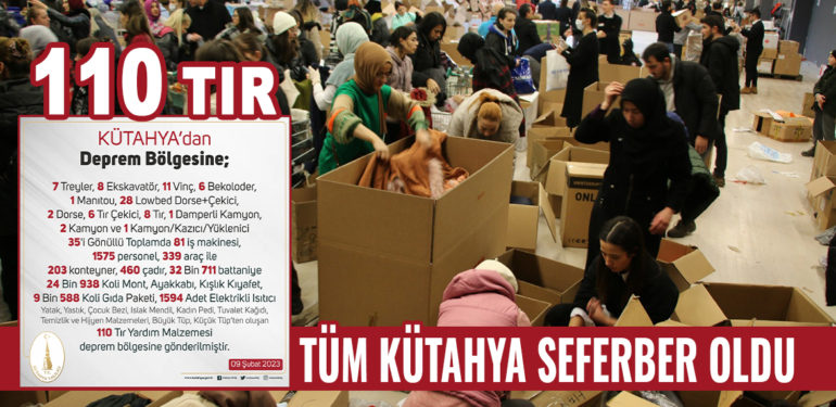 Kütahya’dan deprem bölgesine yardımlar sürüyor