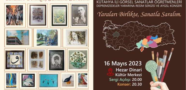 Kütahya’da öğretmenlerden depremzedeler yararına resim sergisi