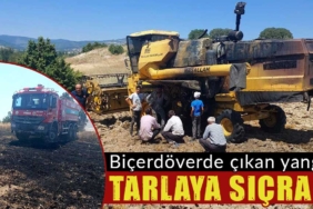 Kütahya'da biçerdöverde çıkan yangın 7 dönümlük tarlayı kül etti