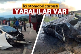 Kütahya'da iki otomobil çarpıştı, yaralılar var ( iki otomobil )