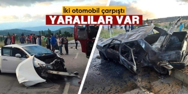 Kütahya'da iki otomobil çarpıştı, yaralılar var ( iki otomobil )