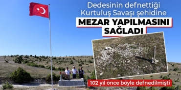 Kütahya'da Şehidin mezarı yaptırıldı, Türk bayrağı dikildi