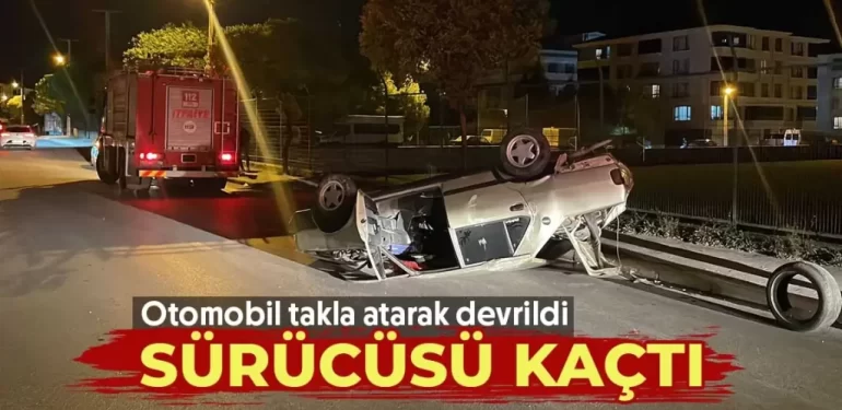 Kütahya’da otomobil takla atarak devrildi