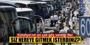 Kütahya'dan en çok göç verilen iller