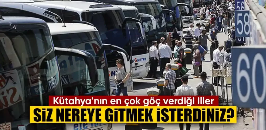 Kütahya'dan en çok göç verilen iller