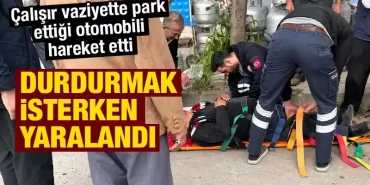 Kütahyada hareket eden aracını durdurmaya çalışırken yaralandı