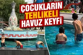 Kütahya'da çocukların tehlikeli havuz keyfi