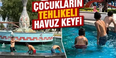 Kütahya'da çocukların tehlikeli havuz keyfi