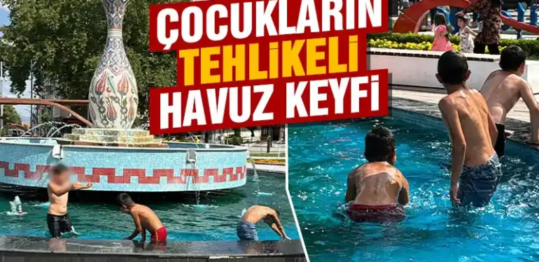 Kütahya’da çocukların tehlikeli havuz keyfi