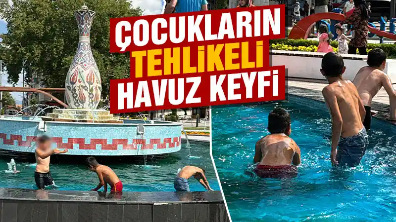 Kütahya'da çocukların tehlikeli havuz keyfi