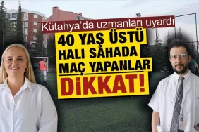 Kütahya’da ileri yaştakiler halı sahada maç yaparken dikkat