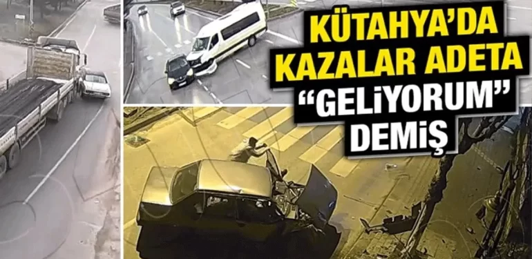 Kütahya’daki trafik kazaları KGYS kameralarına yansıdı