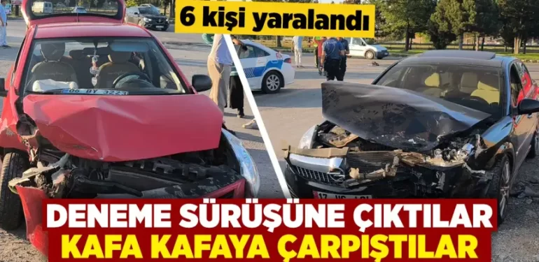 Kütahya’da iki otomobil kafa kafaya çarpıştı, 6 yaralı